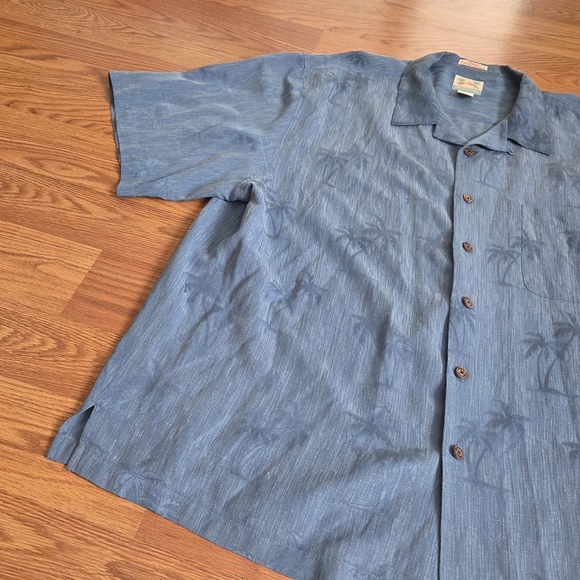 REYN SPOONER Blue Palm Trees Regency Silk Jacquard Hawaiian Camp Shirt Large XXL - Picture 2 of 12